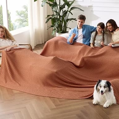 Bedsure Cooling Cotton Waffle Oversized King Blanket - Lightweight Breathable Rayon Derived from Bamboo for Hot Sleepers, Luxury Throws for Bed and Sofa, 120x96 Inches - Image 1