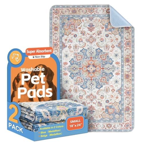 Washable Pee Pads for Dogs 2 Pack Reusable Puppy Training Pads 24"x18" Super Absorbent Waterproof Dog Training Pads, Non-Slip Potty Pads Whelping Pads Litter Mat Pet Supplies Beige - Image 1