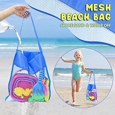 Dreamon Beach Toys for Kids 3-10, Collapsible Sand Castle Toys for Beach Include 3 Pack Foldable Buckets, Shovels Molds and Storage Mesh Bag, Sandbox Travel Toy for Toddlers Kids - Image 5