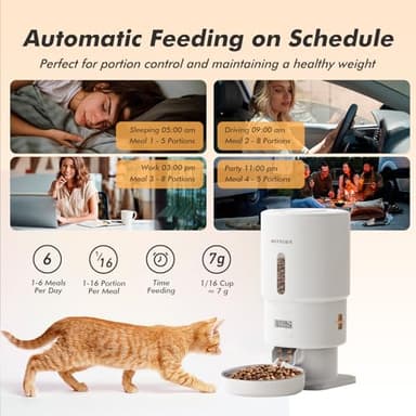Automatic Cat Feeder - 5L Anti-Clog Cat Food Dispenser with Freshness Preservation, 1-6 Meals/Day, Programmable Portions, 10s Voice, 180-Day Battery Life, Auto Pet Feeder for Multi Cats & Dogs - Image 3