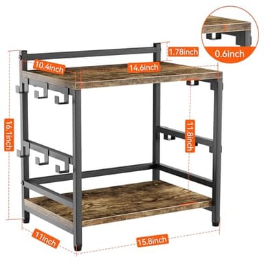 Aquzee Large Coffee Bar Counter Top Shelf with Cup Holder, Cofe Tea Station Organizer Shelves Stand for Countertop with 12 Hooks for Mug, 2 Tier Kitchen Bar Decorations for Home 11"D x 15.8"W x 16.1"H - Image 3