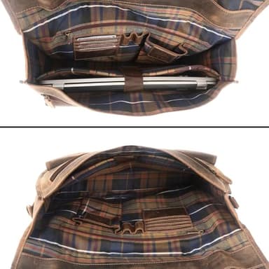 Leather briefcase 18 inch laptop messenger bag for men and women best satchel office bag - Image 7