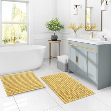 Arotive Luxury Chenille Bathroom Rug Mat, Extra Soft Thick Absorbent Shaggy Bath Rugs, Non-Slip Machine Wash Dry, Plush Bath Mats for Bathroom, Shower and Tub, 54x24, Yellow - Image 9