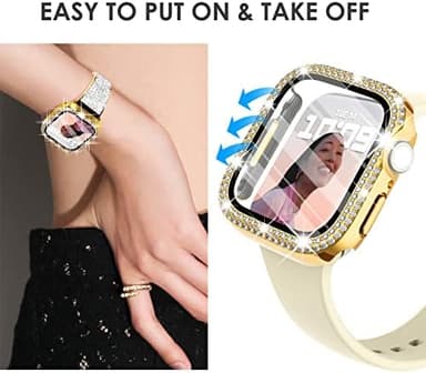 Surace 44mm Case Compatible with Apple Watch Case with Screen Protector, Bling Diamond Overall Protective Case Compatible with Apple Watch Series 6/5/4 SE, 44mm, Gold - Image 8