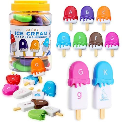 USATDD ABC Alphabet Learning Toys Alphabet Popsicles Animal Matching Toy Uppercase Lowercase Preschool Learning Activities Montessori Toys Back to School Gifts for Kids Ages 3+, 52 Pcs - Image 1