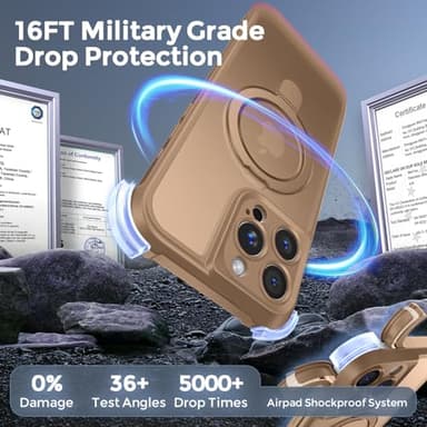MOCCA Design for iPhone 16 Pro Max Case with Magnetic Invisible Stand [Full Camera Protection] [Compatible with Magsafe] Military Drop Shockproof Translucent Matte Phone Case Cover 6.9",Brown - Image 5