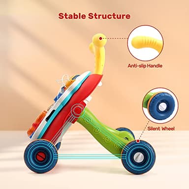 CUTE STONE Sit to Stand Learning Walker, 2 in 1 Baby Walker, Early Educational Child Activity Center, Multifunctional Removable Play Panel, Baby Music Learning Toy Gift for Infant Boys Girls - Image 4