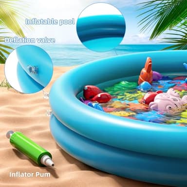 NIPLOOOW Pool Fishing Toys Games, Water Table Bathtub Toy with Inflatable Pool Pole Rod Net Plastic Floating Fish, Birthday Gifts for Kids Age 3 4 5 6 Year Old,Kids Outdoor Toys - Image 5