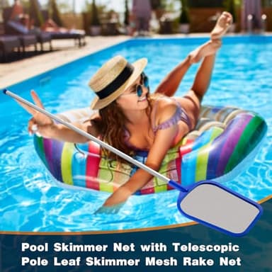 coclothy Pool Skimmer Net - 5 Foot Pool Net with 5 Connecting Aluminum Pole Sections, Fine Mesh Net, Fast Cleaning of Debris, 60" Long, Spas, Tub & Ponds - Image 2