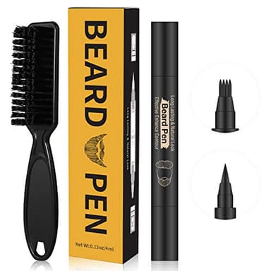 Beard Pencil Filler for man Water Proof Beard pen and beard brush Long Lasting Coverage Natural Finish, Male Mustache Repair Shape, Effective Enhance Facial Hair （BLACK） - Image 1