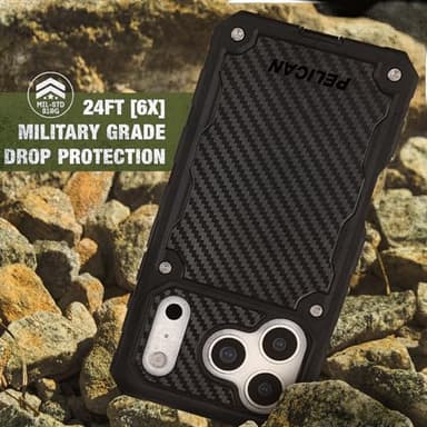 Pelican Shield iPhone 17 Pro Case [Compatible with MagSafe] Rugged Phone Case w/ 24ft Military-Grade Drop Protection - Heavy Duty Phone Cover w/Belt Clip Holster for iPhone 17 Pro - Carbon - Image 6