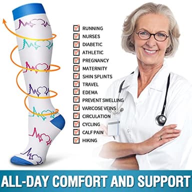 Bluemaple 6 Pack Copper Compression Socks for Women and Men Circulation-Best Support for Medical, Running,Nursing,Athletic - Image 6