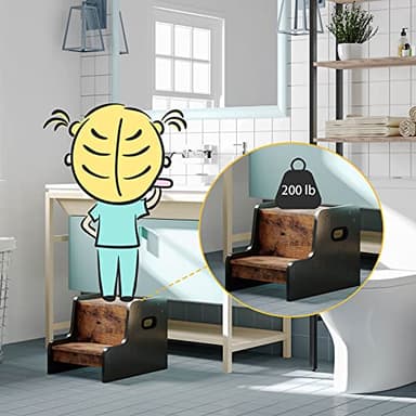 HOOBRO Step Stool for Kids, Two Step Toddler's Stool, Kids Potty Training Stool with Handles, Non-Slip Pads for Safety, Easy to Move, for Sink, Bathroom, Bedroom, Rustic Brown BF01JD01G1 - Image 2