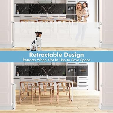 75 Inch Extra Wide Baby Gate for Wide Openings Indoor Outdoor Retractable Baby Gates Extra Wide Retractable Dog Gate Long Pet Gate Dog Gates for The House Extra Wide Child Gates for Doorways, White - Image 4