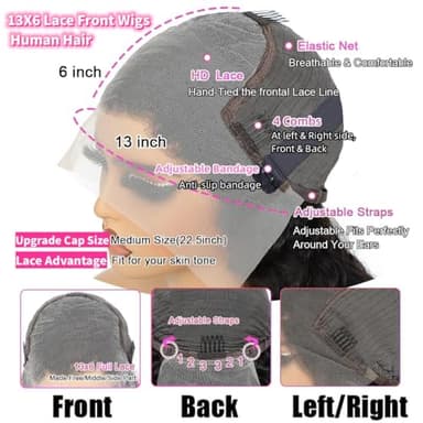 JTMMP 13x6 Deep Wave Lace Front Wigs Human Hair 200% Density 26 Inch Curly Human Hair Wig for Women Natural Black HD Transparent Lace Glueless Frontal Wigs Human Hair Pre Plucked - Image 6