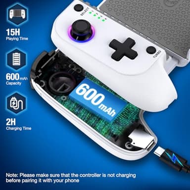 Mocagen Phone Controller for iPhone/Android Support Phone Case, Mobile Controller with Led Light, Upgraded Joysticks, Turbo, Thumb Grips Handheld Gaming Gamepad - Image 6