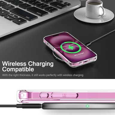 bicol for iPhone 16 Plus Case with Screen Protector, Enhanced Camera Protection, Crystal Acrylic Clear with Fashionable Pattern Designs for Girls Women, Slim Fit Protective Phone Cover, Blue Leaves - Image 4