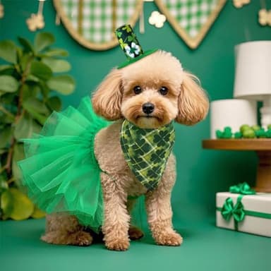 3 Pack Pet Dog Saint Patrick’s Day Green Scarf Dress Hats for Cats Dogs Festive Outfit Accessories Party Dressing - Image 6