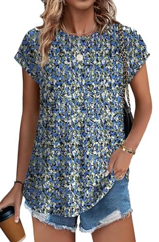 XIEERDUO Spring Tops for Women 2025 Work Ladies Tops and Blouses Short Sleeve Floral Tops for Teachers Business Casual Outfits XXL - Image 2