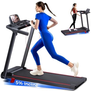 Treadmill with 5% Incline, Walking Pad Treadmill with Handle Bar, Portable Folding Treadmills for Running and Walking, 3.0HP Brushless Motorized, 5 Layers Shock-Absorbing - Image 1