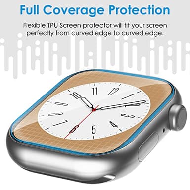 UniqueMe 8 Pack for Apple Watch Screen Protector 41mm, Apple Watch Series 9/8/7 Screen Protector [Upgrade Flexible Film] Anti-Scratch [Non-Bubbles] Soft HD TPU Clear Film for iWatch 41mm - Image 4