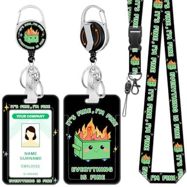 Hancynir Lanyards for Id Badges, Dumpster on Fire Badge Holder with Retractable Reel Clip, Funny Work Name Tags Keychain Lanyard ID Card Protector Cover Case for Women Teacher Nurse Doctor Office - Image 1