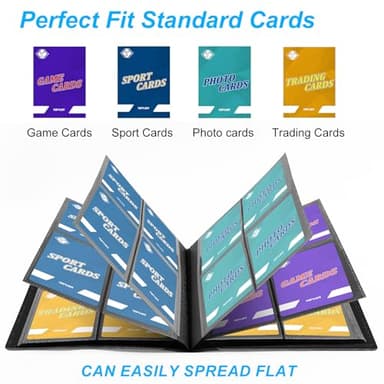 4 Pocket Card Binder for 160 Sleeves, Card Folder Ablum for Trading Cards Collection for Sports Cards, Baseball Cards, Game Cards, Mini TCG Binder Fit for MTG, Gift for Card Collector (Black) - Image 4