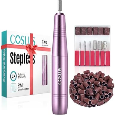 COSLUS Electric Nail Drill File Professional: for Acrylic Gel Dip Powder Nails Portable Nail Machine Kit Manicure Pedicure Tools Polishing Set with Nail Drill Bits Sanding Bands - Image 1