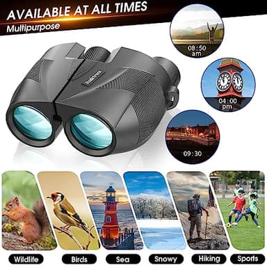 20x25 Compact Binoculars for Adults and Kids,High Powered Large Eyepiece Waterproof Binoculars for Hunters,Easy Focus Bird Watching for Outdoor Hiking Travel, Black - Image 3