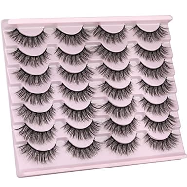 False Eyelashes 14mm Faux 3D Mink Lashes Natural Look Cat Eye Wispy Lashes Pack by Kiromiro, 14 Pairs - Image 4
