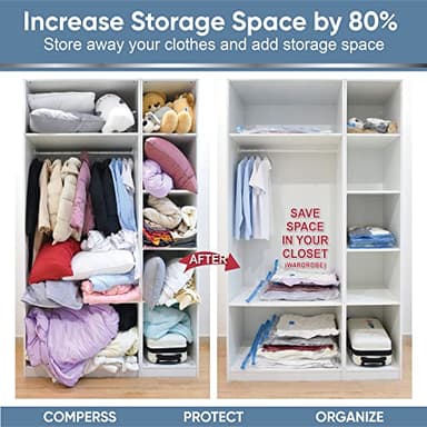 MattEasy Space Saver Vacuum Storage Bags, 6 Pack Combo (2 Jumbo/2 Large/2 Medium) Space Saver Bags with Pump, Storage Vacuum Sealed Bags for Clothes, Comforters, Blankets, Bedding - Image 3