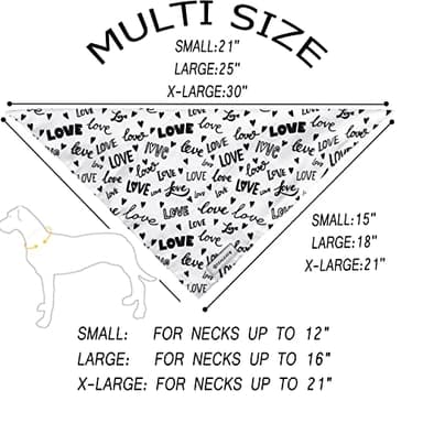 Realeaf Wedding Dog Bandanas 2 Pack, Reversible Love Pet Scarf for Boy and Girl, Premium Durable Fabric, Black and White Bandana for Small Medium Large and Extra Large Dogs (Small) - Image 2