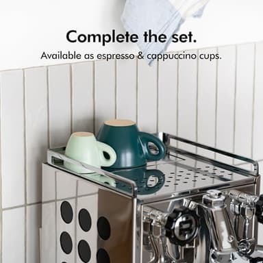 KIVY Cappuccino cups set of 4 [8oz] - Thick-walled stoneware cappuccino cup set for latte art - Cappuccino coffee cups - Tazas de cafe - Latte cups - Latte art cup and saucer set of 4 - Green, Blue - Image 6