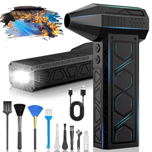 Electric Air Duster with Flashlight,180000RPM Compressed Air Duster Turbo Fan(10000mAh),Multipurpose Jet Fan, High-Speed Air Blower with 4 Gear,Electric Air Blower Duster with Assist Lighting BL01