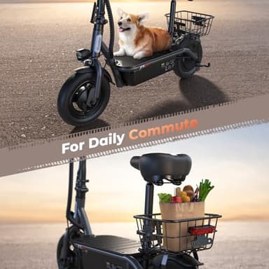 iScooter F3 Electric Scooter with Seat, 28 MPH Top Speed & 37 Miles Range, 1000W Powerful Motor, 10'' Pneumatic Tire Scooters for Adults, Adjustable Seat & Handlebar E-Scooter for Adults with Seat - Image 7