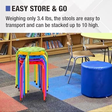 Norwood Commercial Furniture Stacking Stools for Kids and Adults, 17.75" Standard Height Portable Nesting Office and Classroom Stools, Assorted Color, Pack of 5 - Image 6