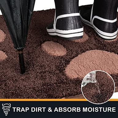 PURRUGS Dirt Trapping Door Mat 32" x 47", Non-Skid/Slip Machine Washable Microfiber Entryway Rug, Dog Doormat, Super Absorbent Welcome Mat for Muddy Wet Shoes and Paws, Brown - Image 3