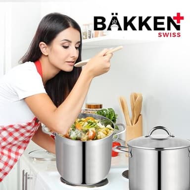 Bakken-Swiss Deluxe 20-Quart Stainless Steel Stockpot w/Tempered Glass See-Through Lid - Simmering Delicious Soups Stews & Induction Cooking - Exceptional Heat Distribution - Heavy-Duty & Food-Grade - Image 2