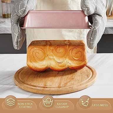 HONGBAKE Bakeware Sets, Baking Pans Set, Nonstick Oven Pan for Kitchen with Wider Grips, 10-Piece Including Rack, Cookie Sheet, Cake Pans, Loaf Pan, Muffin Pan, Pizza Pan - Pink - Image 4