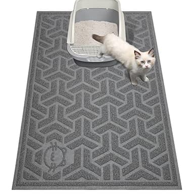UPSKY Cat Litter Mat, Litter Trapping Mat Soft on Kitty Paws, Large Litter Box Mat 35" x 24" Scatter Control for Cat Litter, Waterproof and Extra Large Litter Box Carpet - Image 1