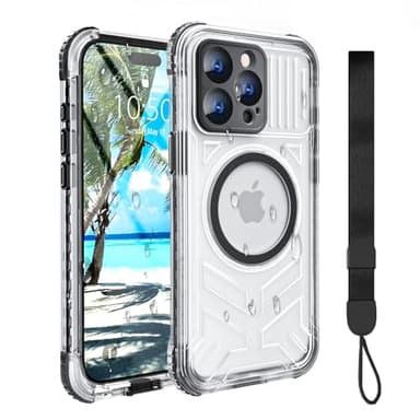 Evcing for iPhone 15 Pro Max Waterproof Case Compatible with MagSafe, Translucent Slim IP68 Underwater Built-in Screen Protector, 12FT Military Grade, 360 Full Body Protective Cover 6.7 inch Black - Image 1