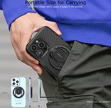 Doflyesky Magnetic Phone Ring Holder for iPhone, Double Adjustable Gym Phone Grip Holder and Stand Removable for Magsafe Case, iPhone 16 15 Pro Max Plus SE, Compatible with Magnetic Car Mount - Image 9