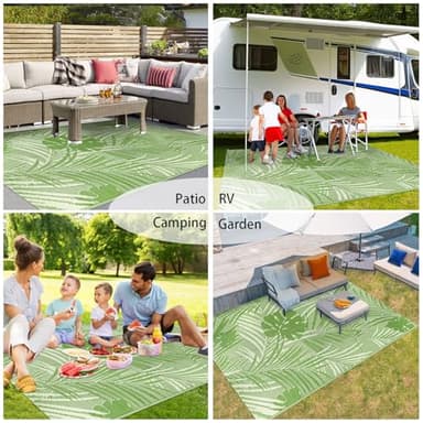 famibay 6x9 Outdoor Rug Waterproof Patio Rug Tropical Outdoor Plastic Straw Rug All Weather RV Rugs for Outside Camping Rugs Lightweight Portable Outdoor Carpet Mats for Patio Deck RV Camper - Image 7