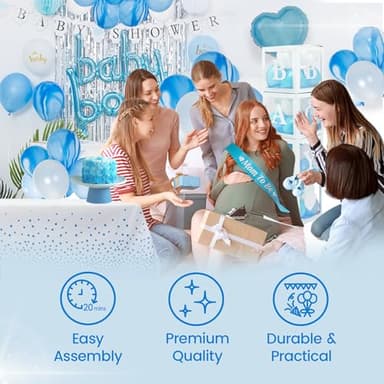 Baby Shower Decorations for Boy - All-in-One Inclusive Baby Boy Shower Blue Decorations JUMBO 165 Pcs Set - Welcome First Birthday Photo Shoot Decor Balloons Arch Boxes with Letters Kit - Image 6