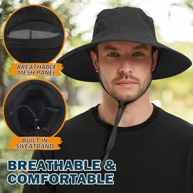 EINSKEY Unisex Sun Hat, Waterproof Wide Brim Bucket Hat Packable Boonie Hat for Fishing Hiking Gardening Safari Beach - Image 4