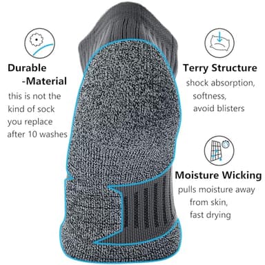 CWVLC Unisex Cushioned Compression Athletic Ankle Socks Multipack, 6-pairs Black Charcoal Royal, XL (13.5-15.5 W US/ 12-14 M US) - Image 4