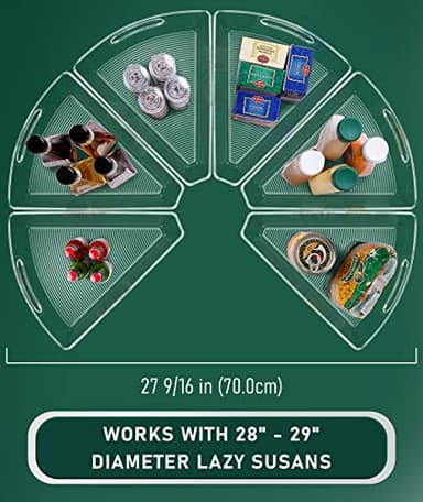 JEISSLIA Lazy Susan Cabinet Organizer Bins for 26"/ 28"/ 32" Diameter Corner Organizer, Plastic Cabinet Storage Bin, 1/8 Wedge - Food Safe, BPA Free, with Non-Slip Pads (for 28" Diameter, 6 Pack) - Image 3
