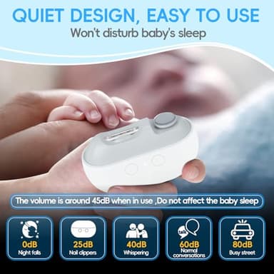 Electric Nail Clipper with LED Light & 2 Speeds, 3 in 1 Design, Electric Nail Trimmer with Nail Clip Storage, USB Rechargeable Automatic Nail Clipper for Babies, Seniors and Adults (Frosted White) - Image 4