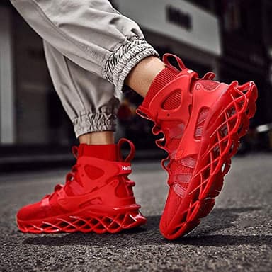 Hello MrLin Men's Running Shoes Non Slip Athletic Tennis Walking Blade Type Sneakers Hip Hop Red - Image 7