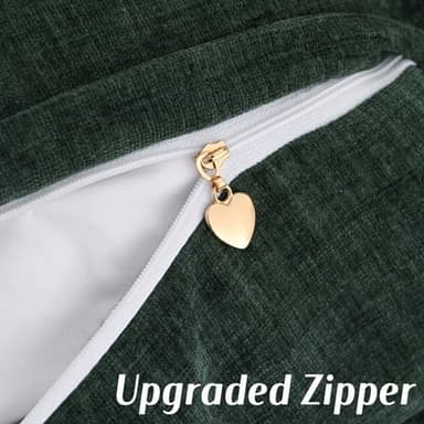 FUTEI Soft Cozy Dark Green Chenille Decorative Throw Pillow Covers 22x22 Inch Set of 2,Double Stitch Scalloped Bordered Cushion Case,Modern Home Decor for Couch Bed Living Room - Image 4